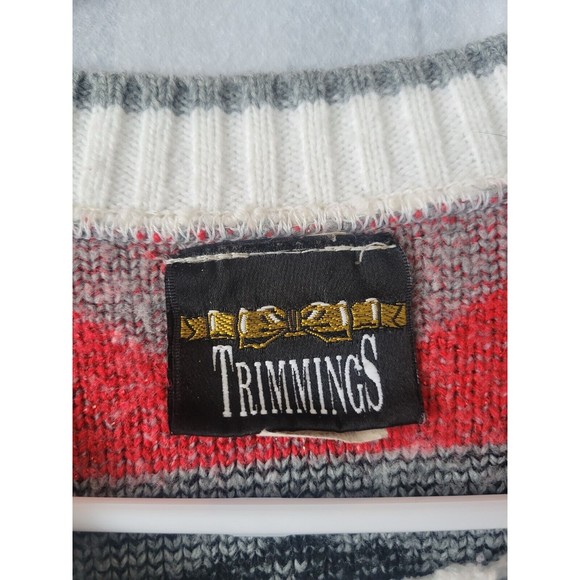 80s-90s Vintage Trimmings Knitted Sweater Hearts and Roses Size Medium* - Picture 6 of 7